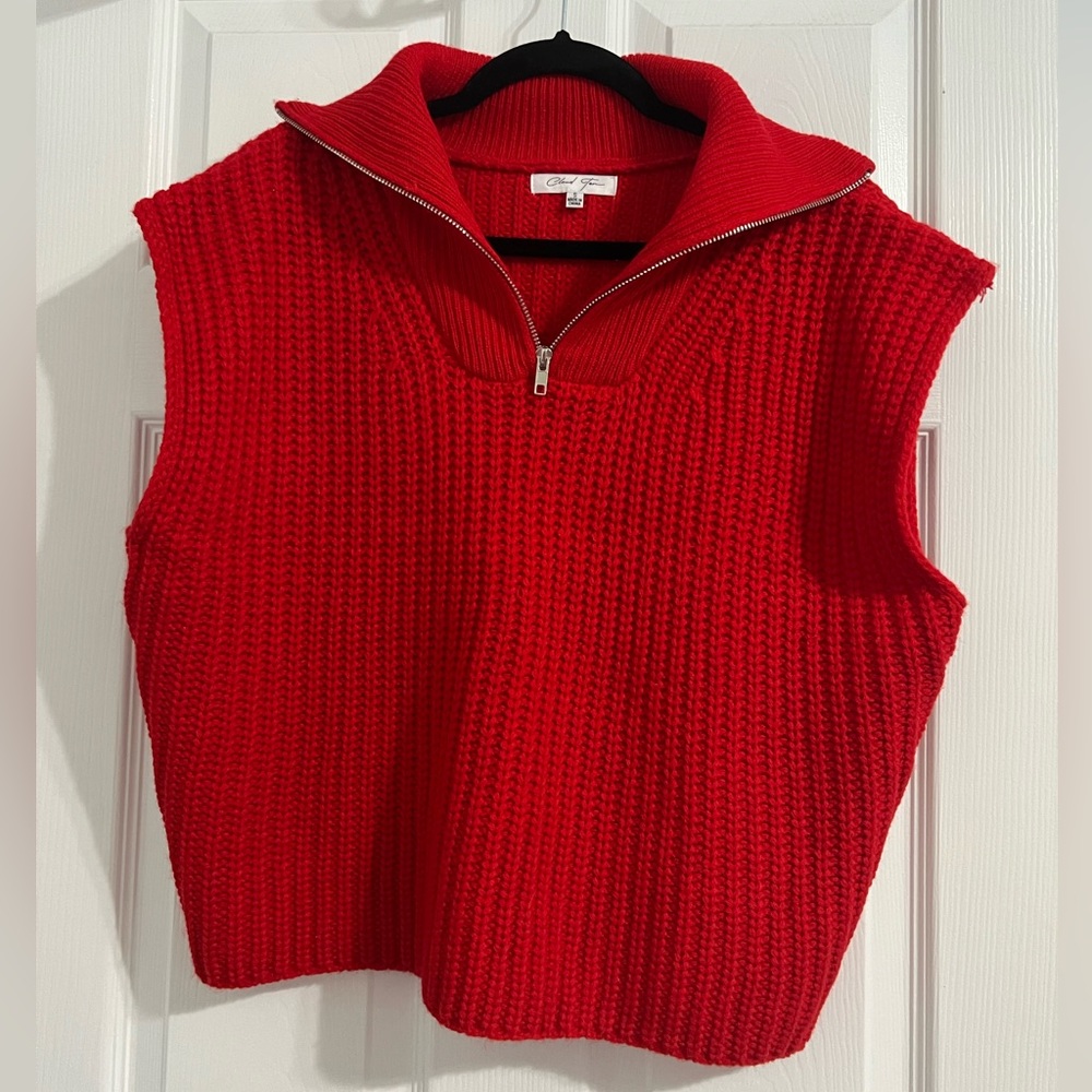 Cloud Ten Red Knit Sleeveless Collared Sweater Size Small